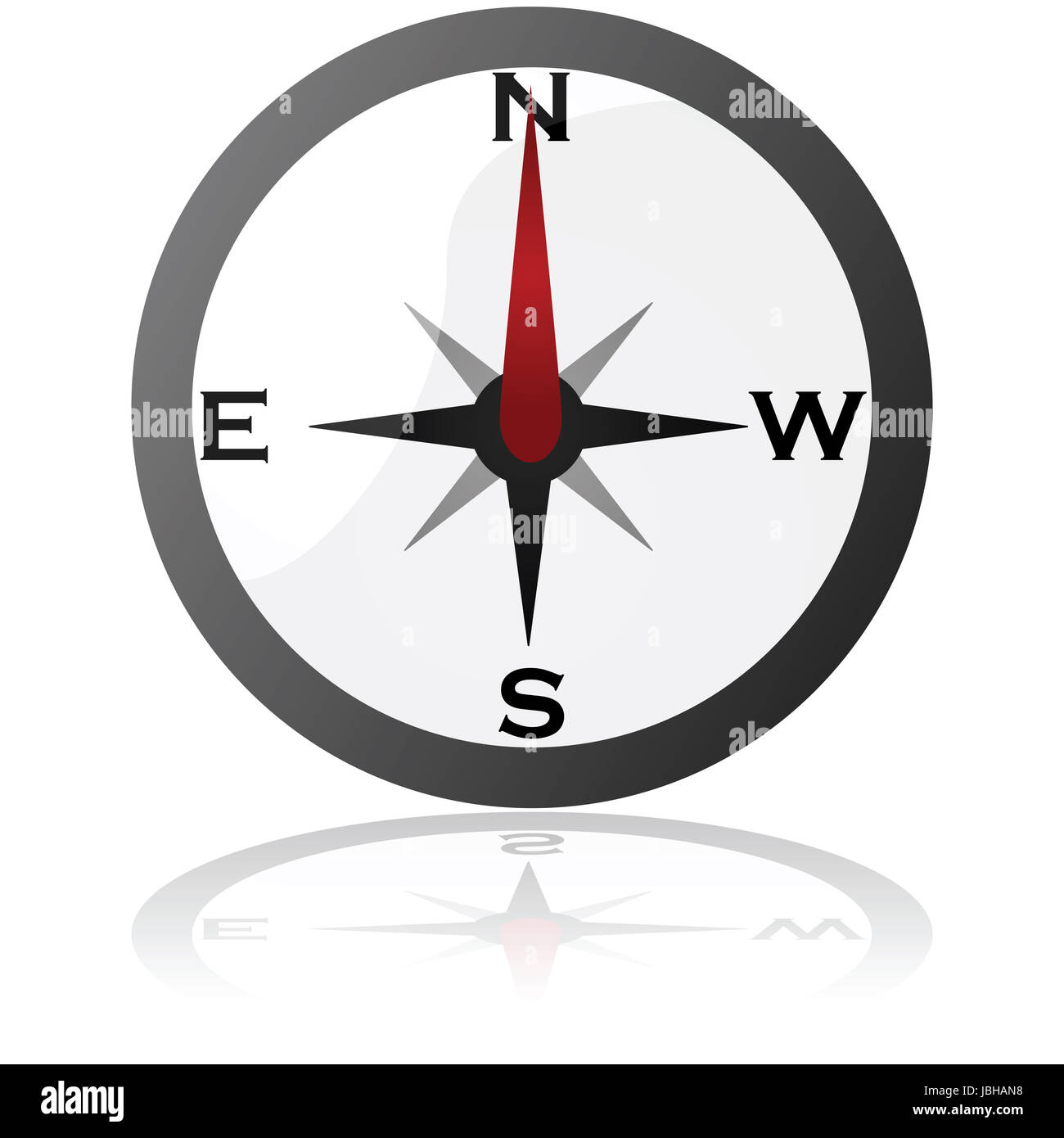 Icon illustration showing a compass display pointing North Stock Photo Alamy