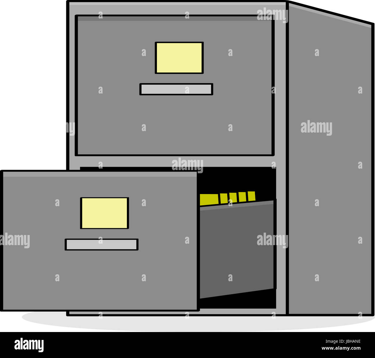 Cartoon Illustration Showing A Metal File Cabinet With The Bottom