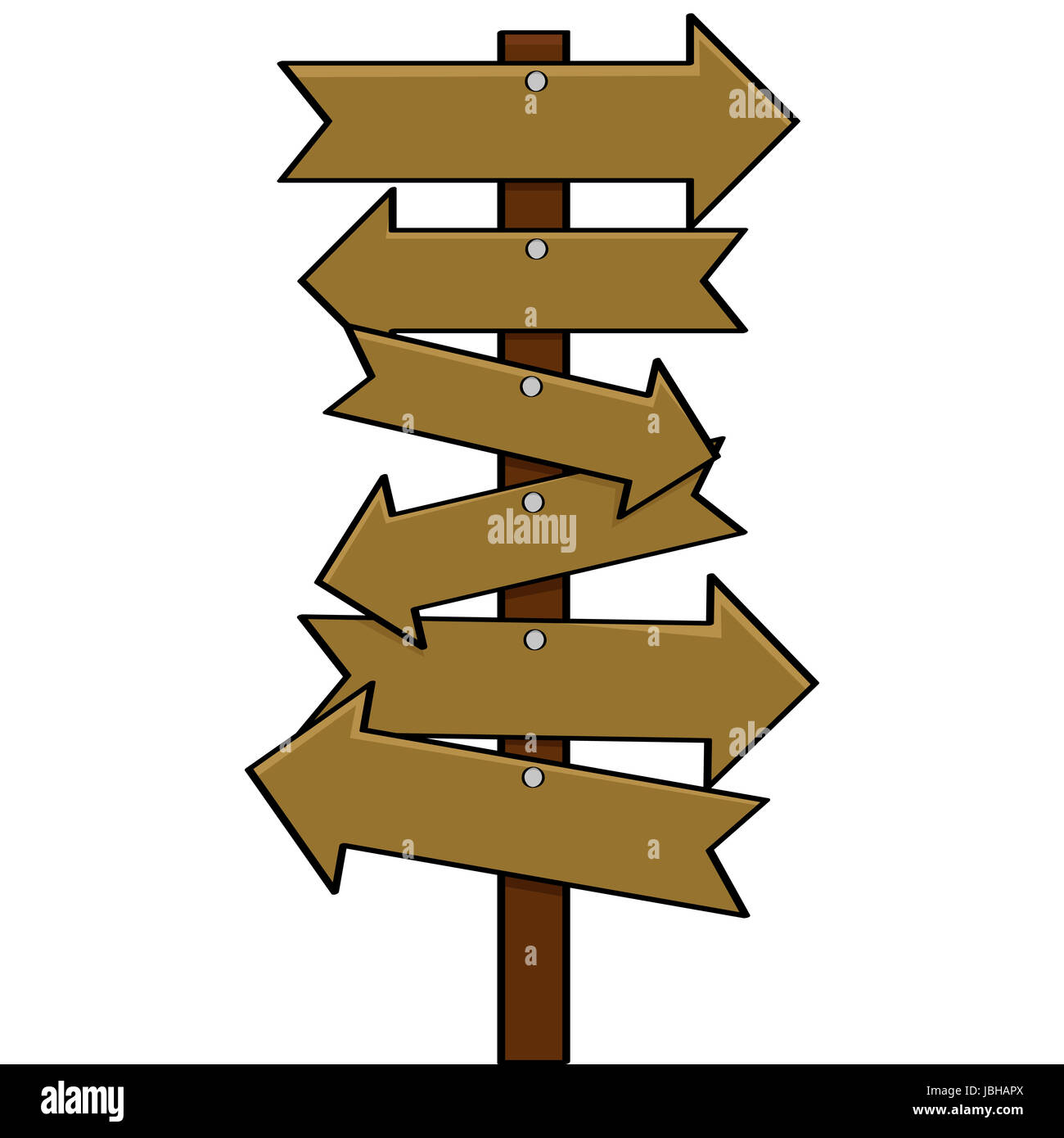 Cartoon illustration showing a post with multiple arrow signs pointing