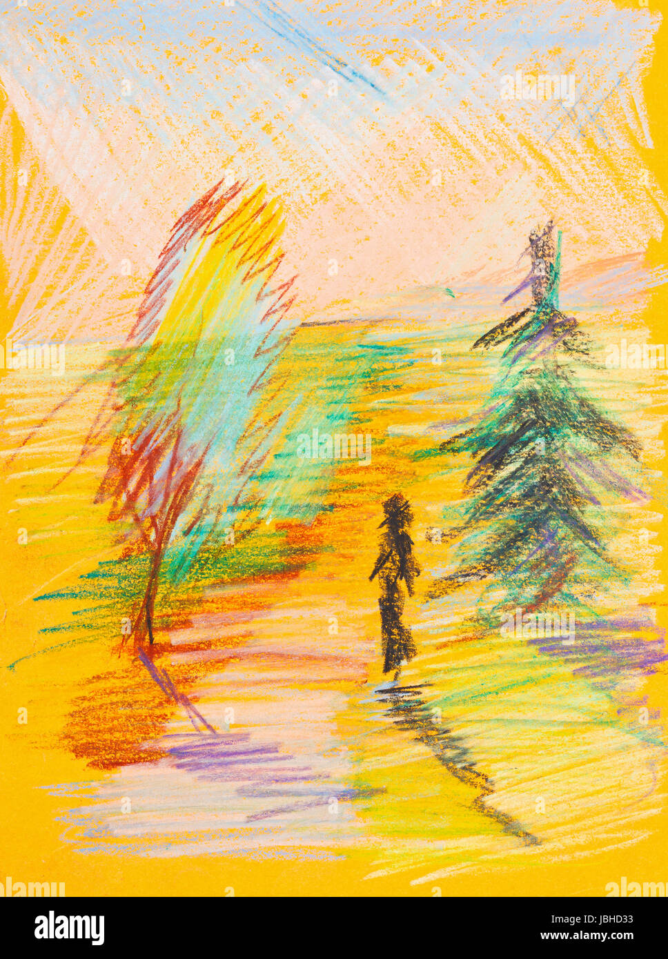 Children Drawing Walking Woman In Yellow Autumn Forest Stock Photo Alamy Children Drawing Walking Woman In Yellow Autumn Forest Stock Photo Alamy