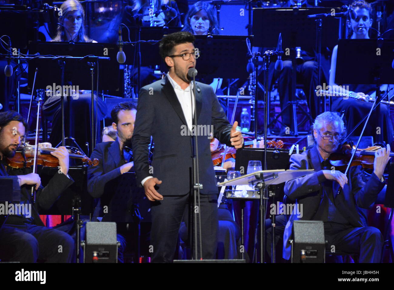 Naples, Italy. 10rd June, 2017. Il Volo performing for the “Notte Magica – A Tribute To The Three Tenors” at ETES Arena Flegrea, Naples, Italy Credit: Mariano Montella/Pacific Stock Photo