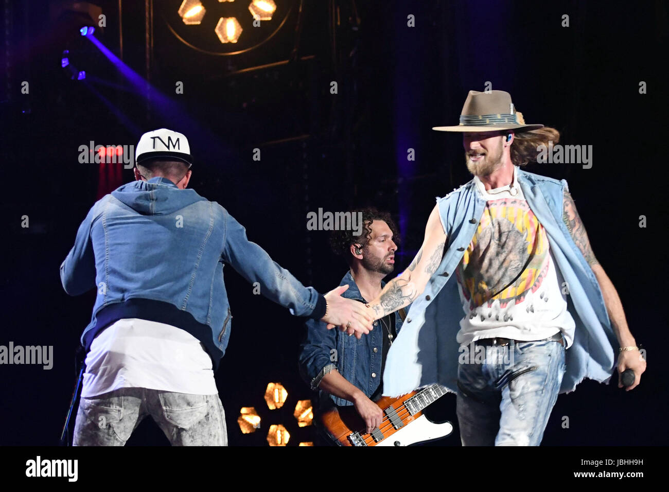 Nashville, Tennessee, USA. 10th June, 2017. 10 June 2017 - Nashville, Tennessee - Brian Kelley and Tyler Hubbard, Florida Geogria Line. 2017 CMA Music Festival Nightly Concert held at Nissan Stadium. Photo Credit: Dara-Michelle Farr/AdMedia Credit: Dara-Michelle Farr/AdMedia/ZUMA Wire/Alamy Live News Stock Photo