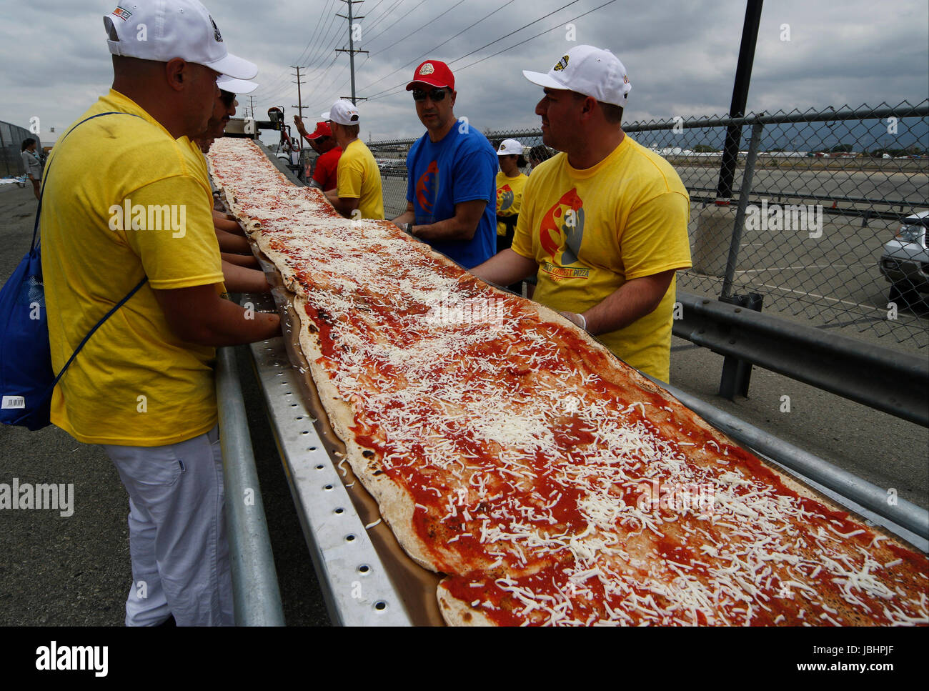 June 10, 2017. Fontana CA. The worlds longest pizza makes it into the Guinness Book of World