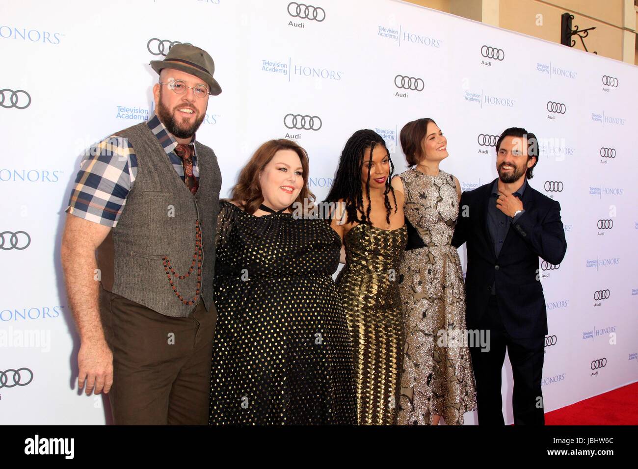 Beverly Hills, CA. 8th June, 2017. Chris Sullivan, Chrissy Metz, Susan Kelechi Watson, Mandy Moore, Milo Ventimiglia at arrivals for 10th Annual Television Academy Honors, Montage Hotel, Beverly Hills, CA June 8, 2017. Credit: Priscilla Grant/Everett Collection/Alamy Live News Stock Photo