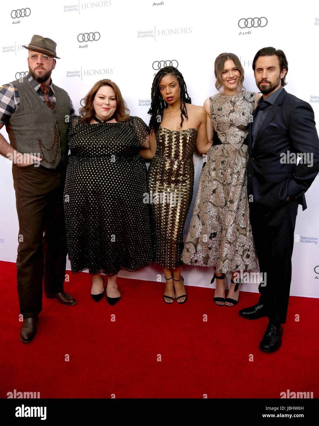Beverly Hills, CA. 8th June, 2017. Chris Sullivan, Chrissy Metz, Susan Kelechi Watson, Mandy Moore, Milo Ventimiglia at arrivals for 10th Annual Television Academy Honors, Montage Hotel, Beverly Hills, CA June 8, 2017. Credit: Priscilla Grant/Everett Collection/Alamy Live News Stock Photo