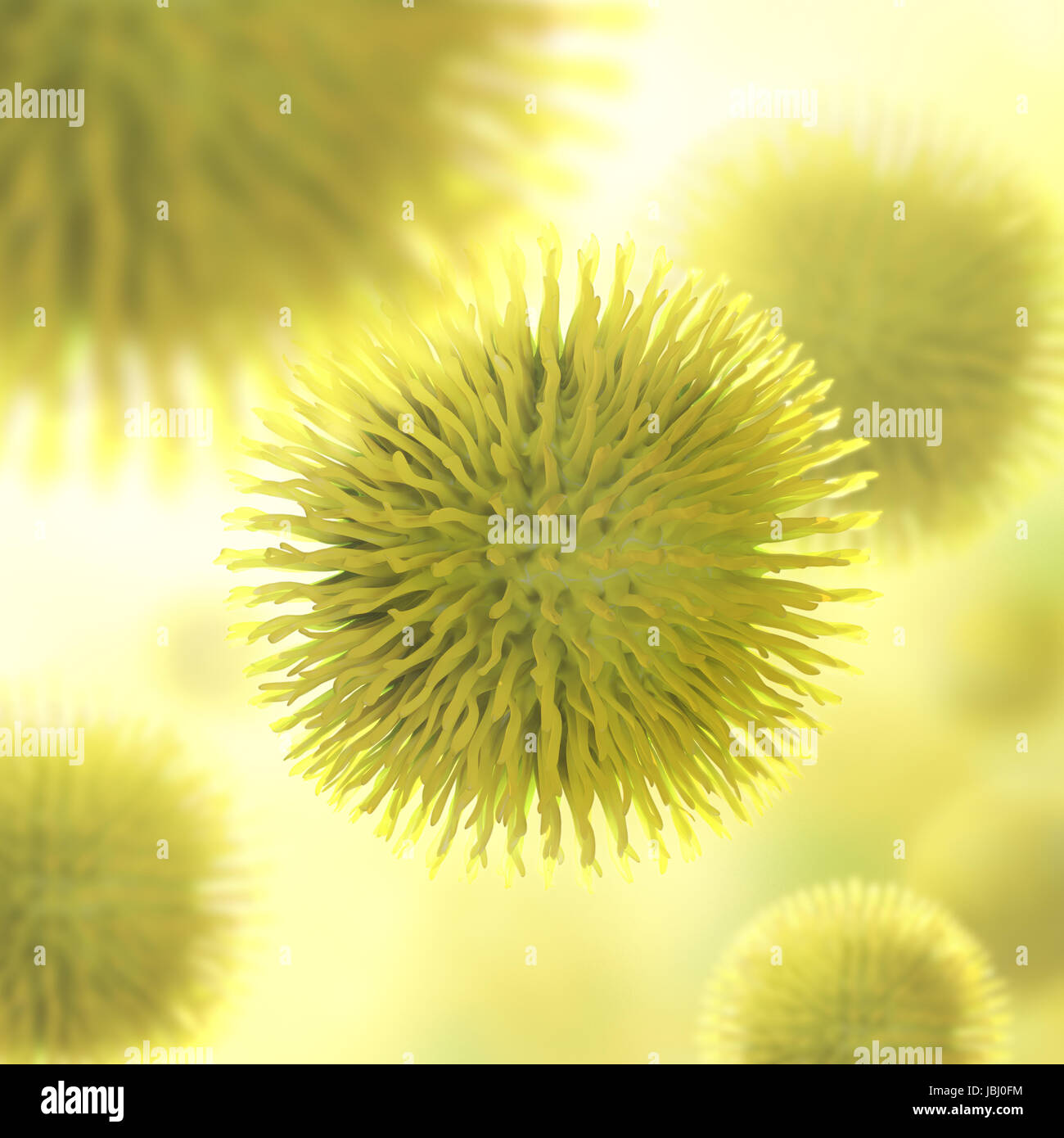 Infectious virus closely. Concept of disease transmission and epidemic. Stock Photo