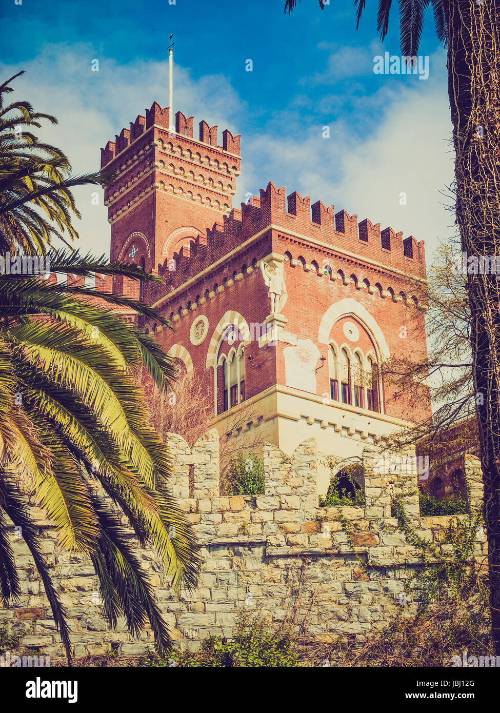 Genoa Castle Vintage looking Castello d Albertis gothic revival castle in Genoa ...