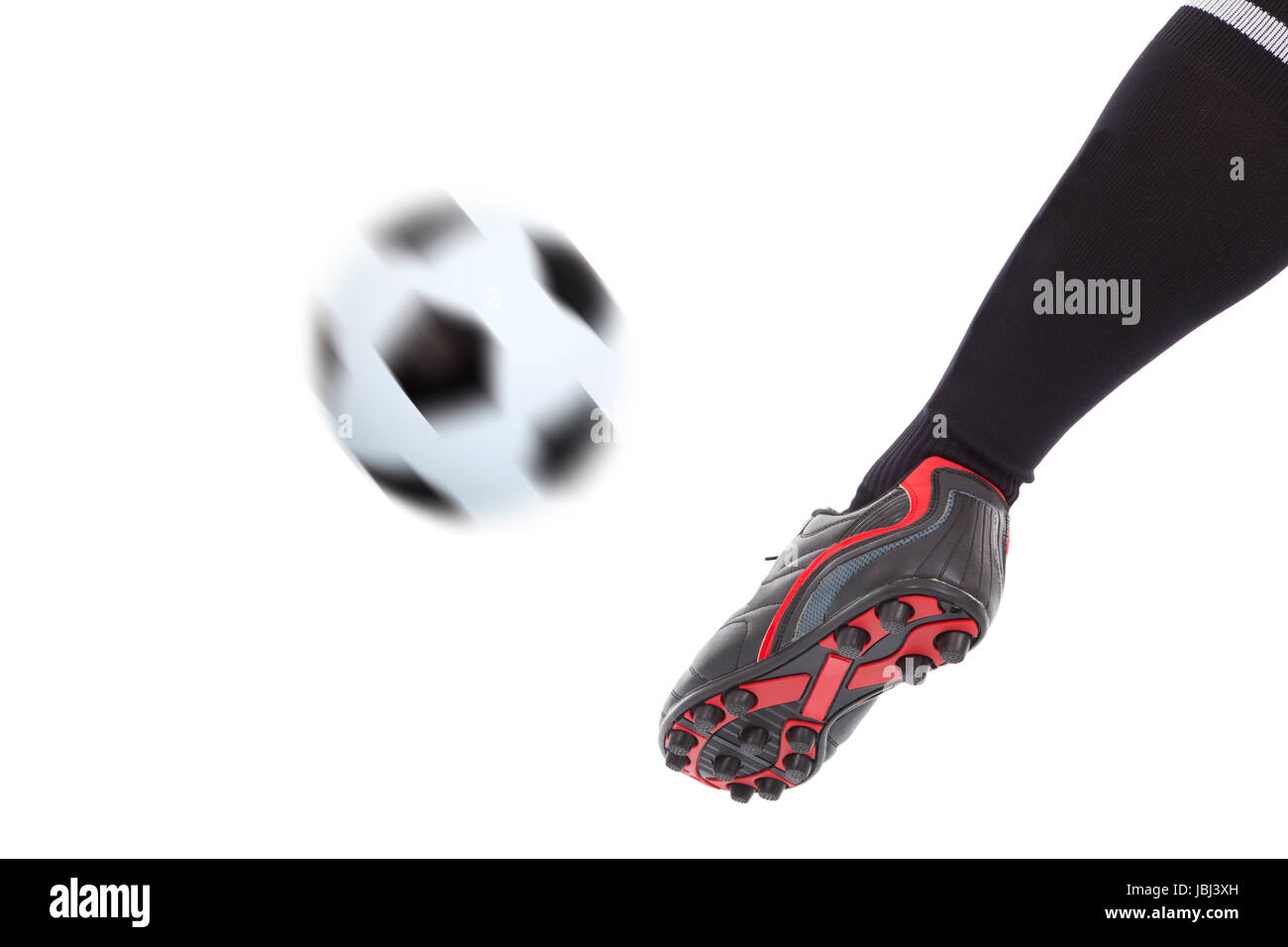foot kicking soccer ball Stock Photo Alamy