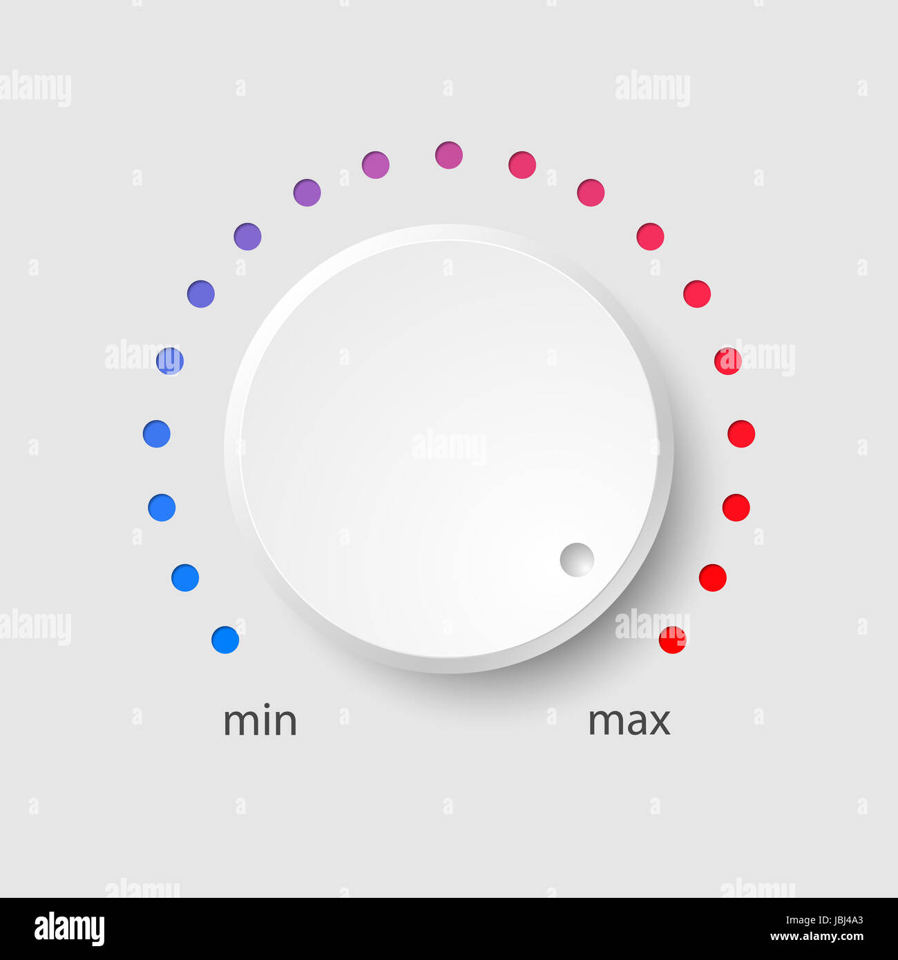 White plastic volume control with colorful dial Stock Photo Alamy