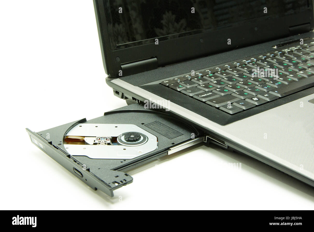 black laptop with cd tray open Stock Photo - Alamy