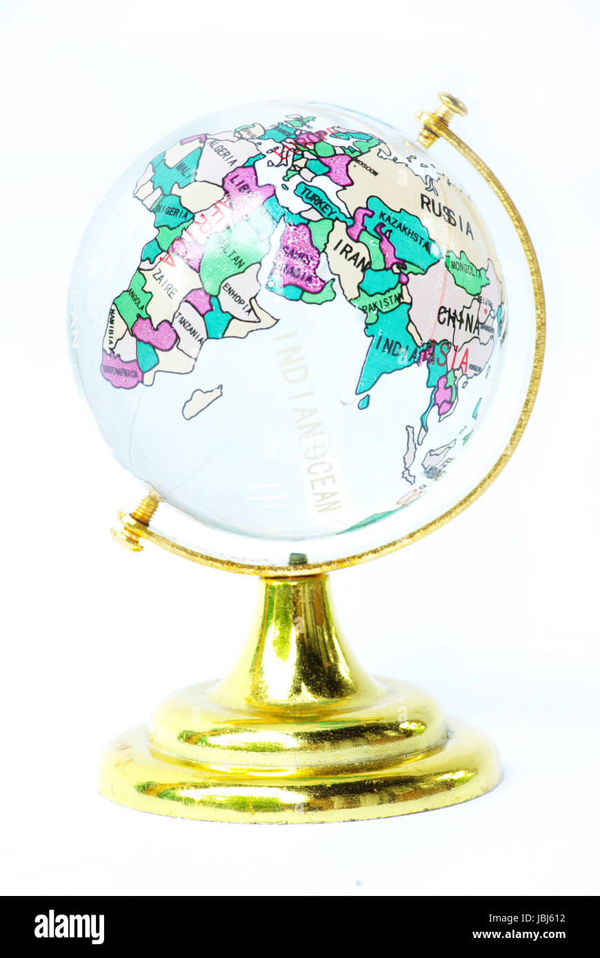 Perfect crystal ball globe isolated on white Stock Photo Alamy