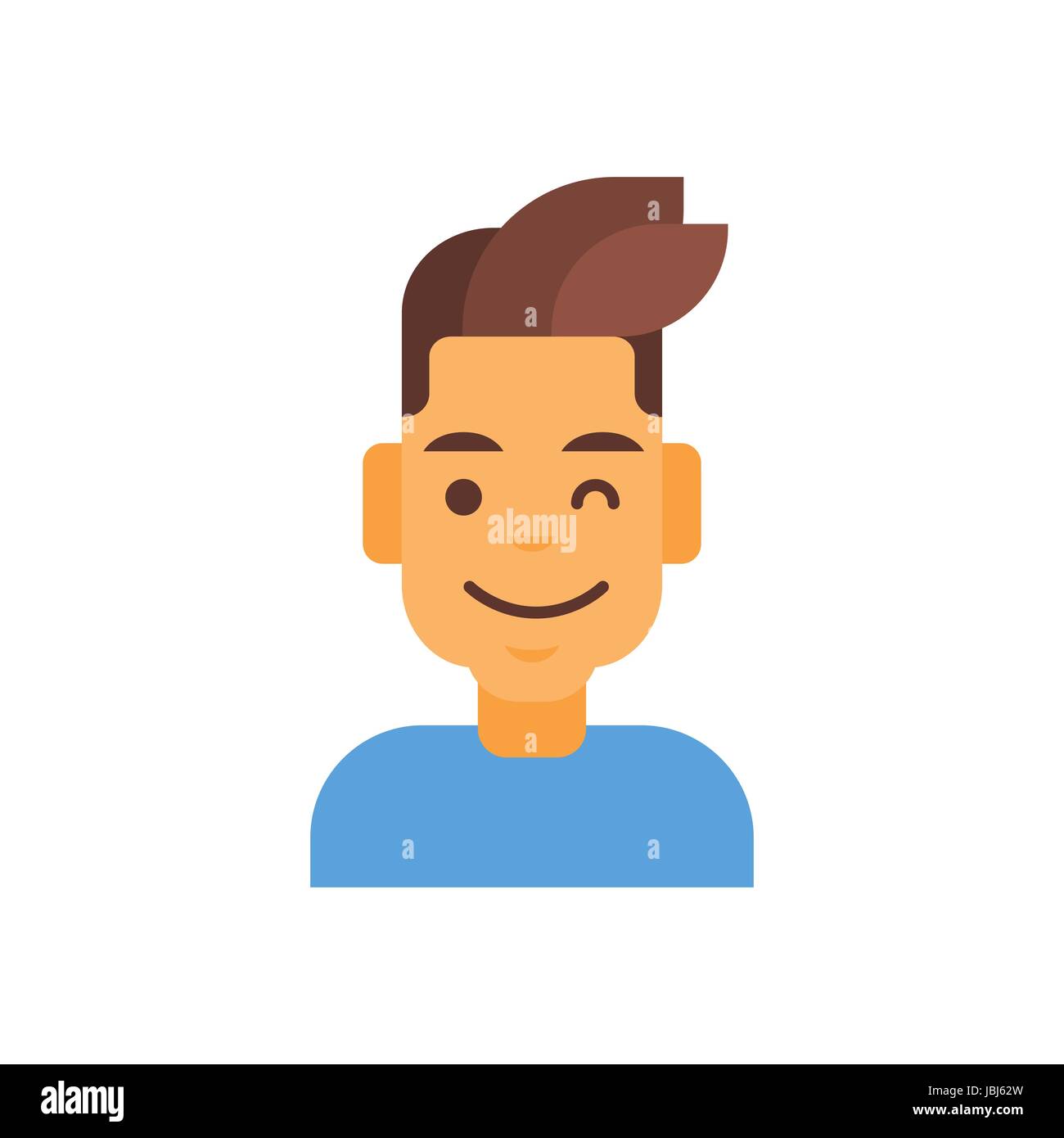 Profile Icon Male Emotion Avatar, Man Cartoon Portrait Happy Smiling Face Winking Stock Vector