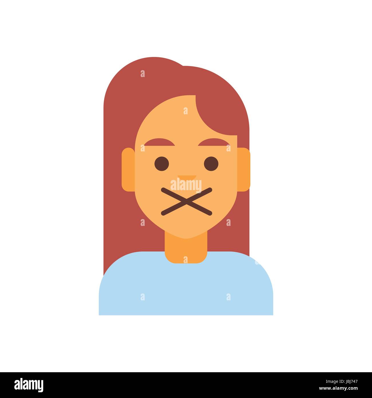 Profile Icon Female Emotion Avatar, Woman Cartoon Portrait Silent Face Stock Vector