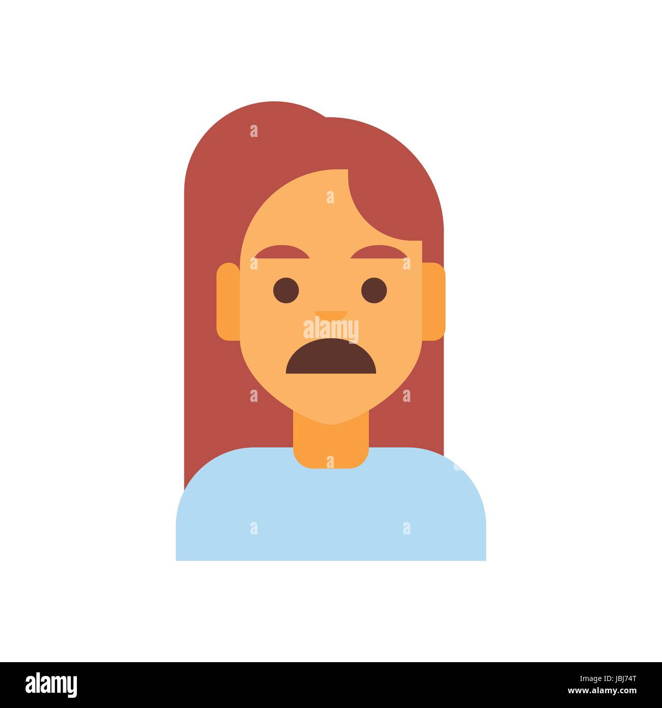 Profile Icon Female Emotion Avatar, Woman Cartoon Portrait Shocked Face Stock Vector