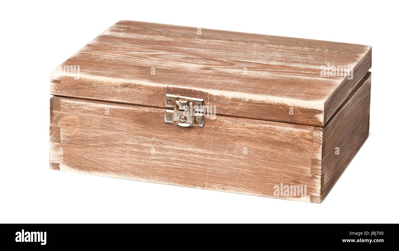 Old wooden box isolated on white background Stock Photo - Alamy