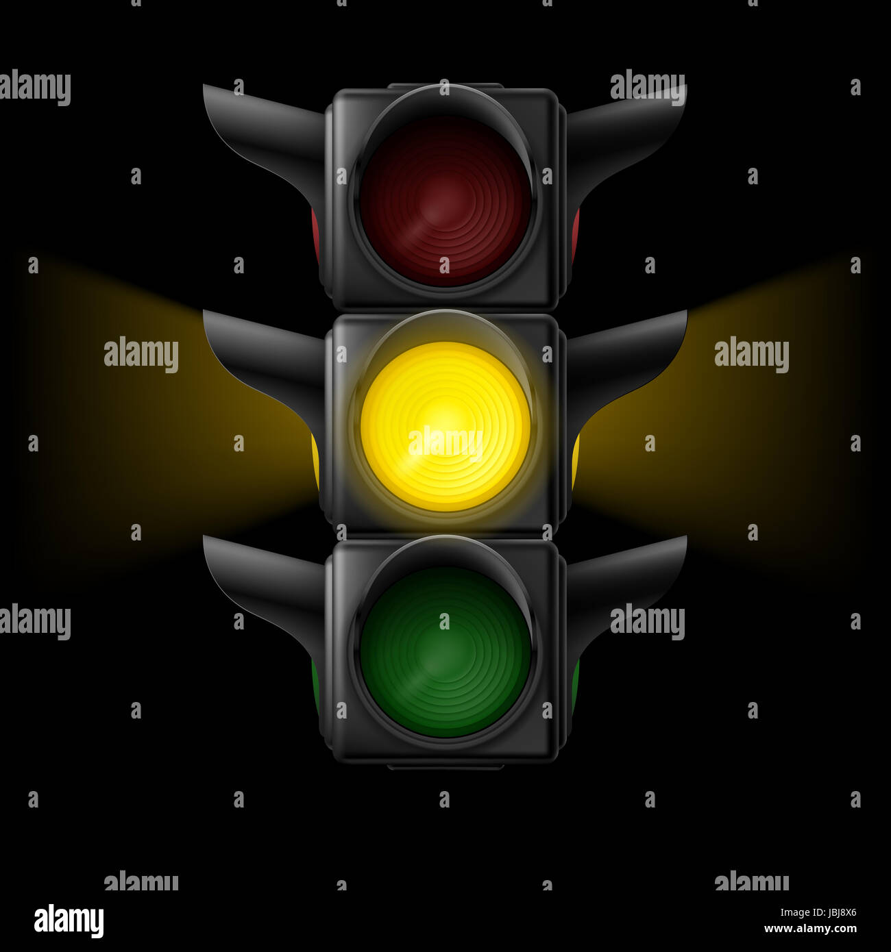 Wait Light Signal Realistic traffic lights with yellow lamp on. Wait signal. Illustration ...