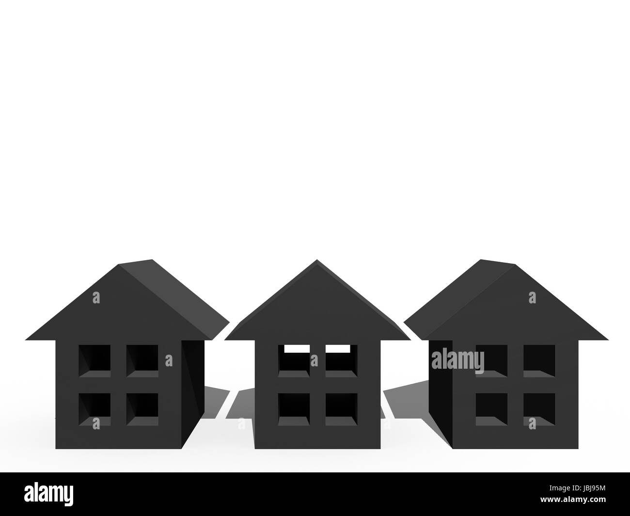 3D houses isolated against a white background Stock Photo - Alamy