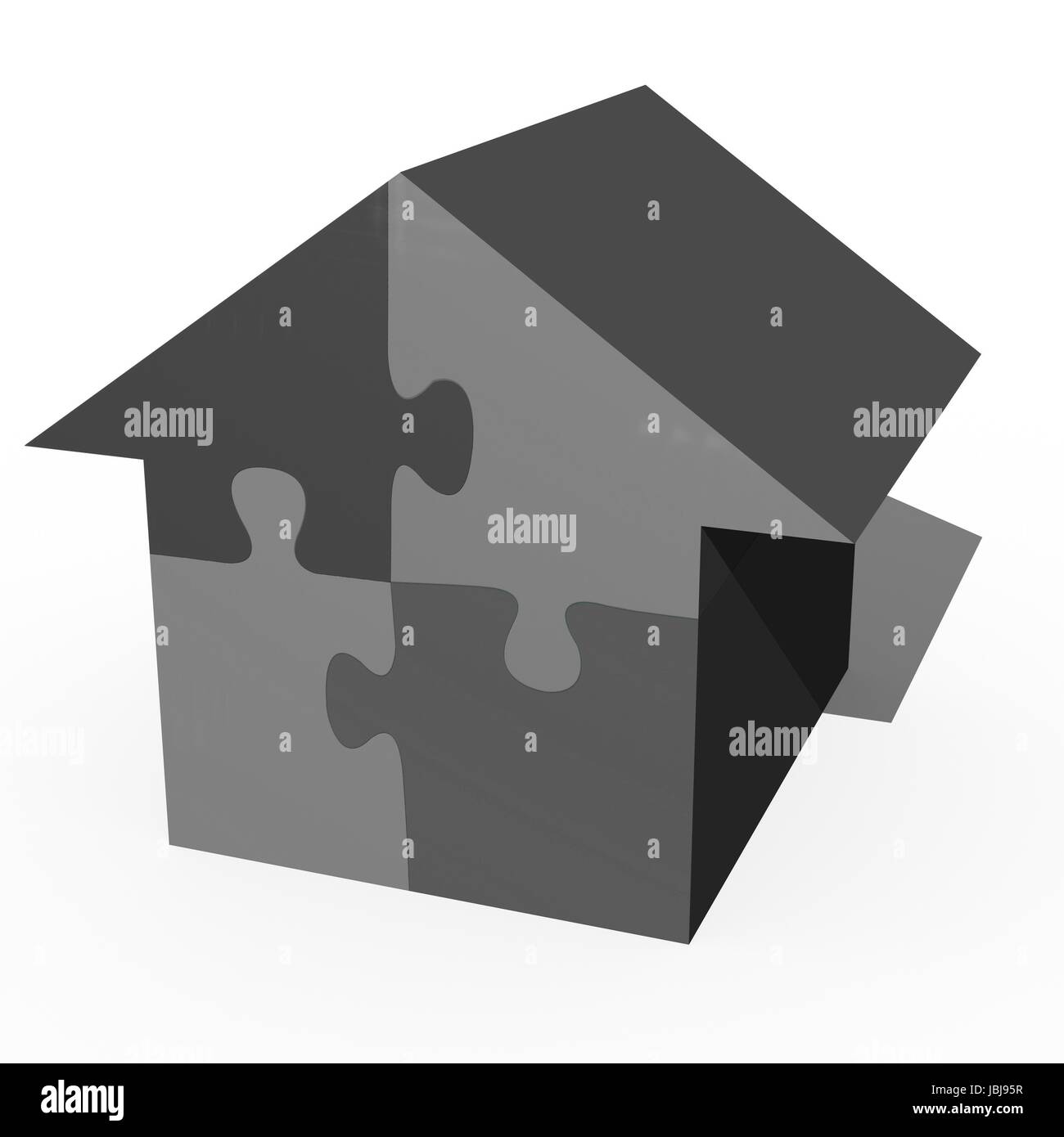 A conceptual jigsaw house on a white background Stock Photo