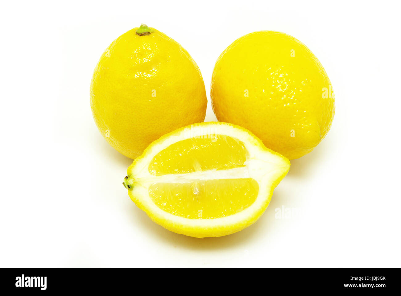 yellow fresh lemons isolated on a white Stock Photo