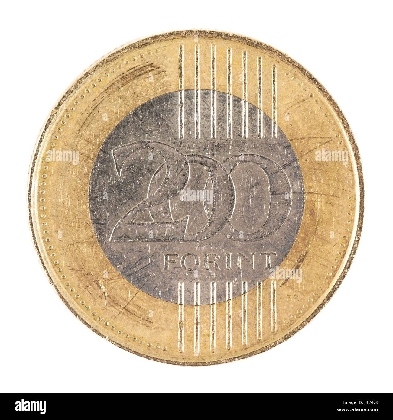 200 Hungarian forints coin on white background Stock Photo - Alamy