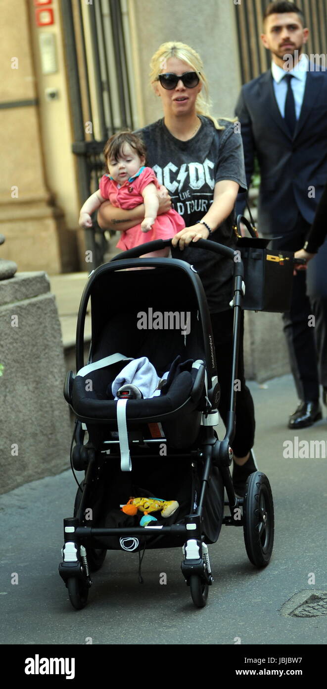 Wanda Nara shopping with her daughter, Isabella at GUCCI and LOUIS