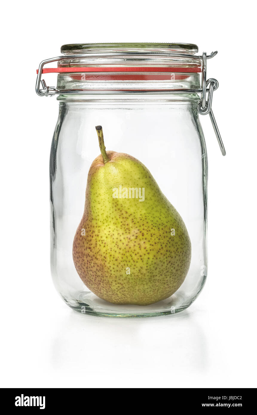 Frische Birne in einem Einmachglas Stock Photo
