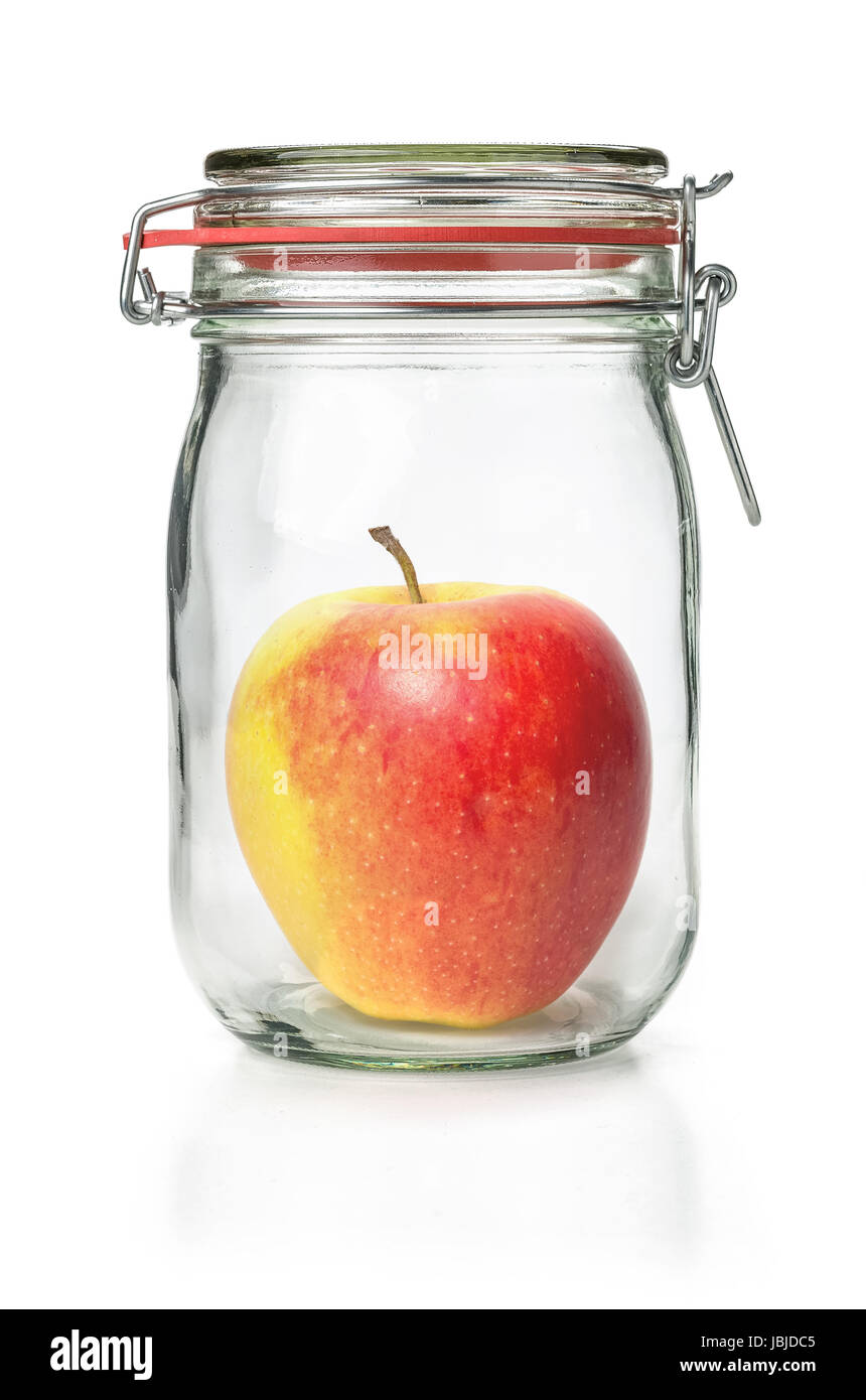 Frischer Apfel in einem Einmachglas Stock Photo