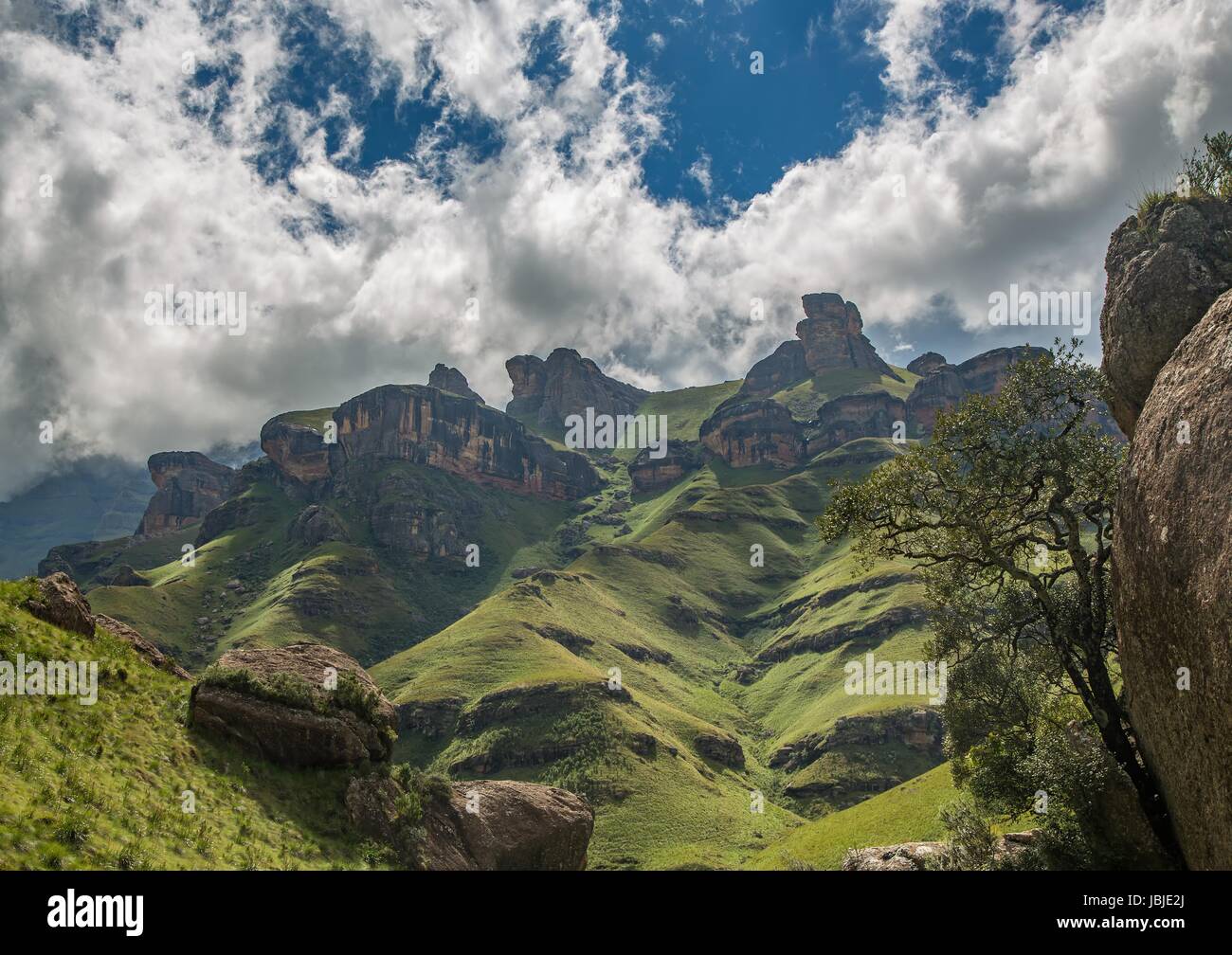 Landscape of the Drakensberge at the Mkhomazi Wilderness area in South ...