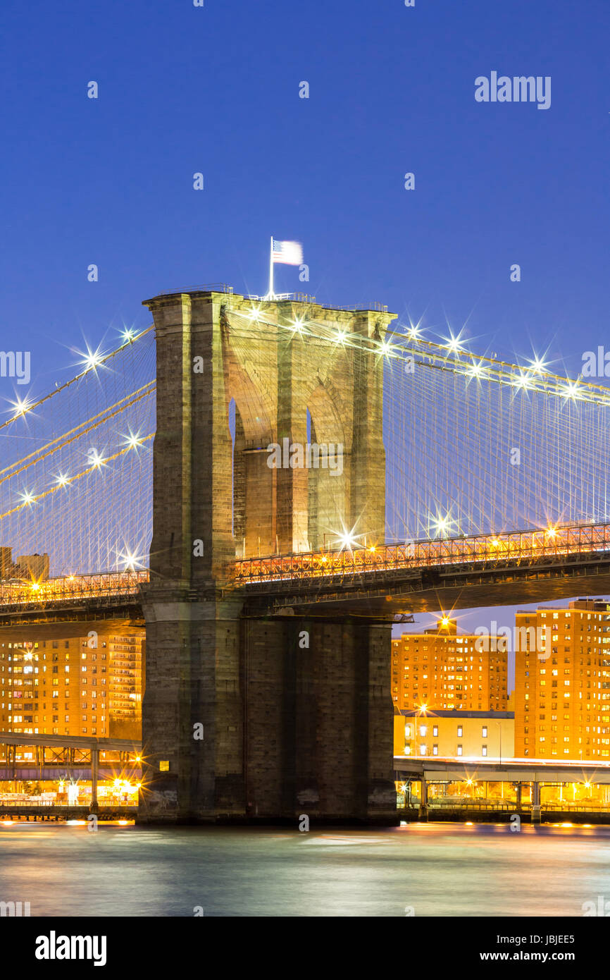 Brooklyn bridge at dusk, New York City Stock Photo - Alamy