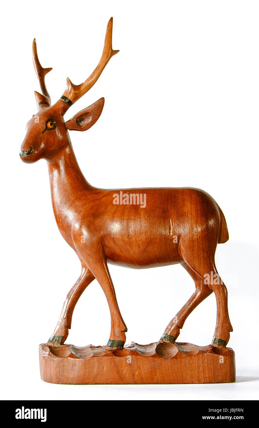 the Carved wooden deer with white background Stock Photo Alamy