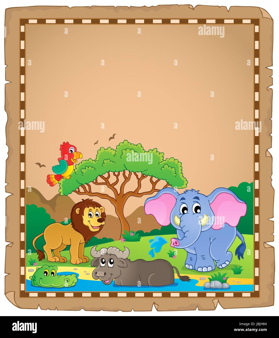 Parchment with African animals 2 picture illustration Stock Photo Alamy