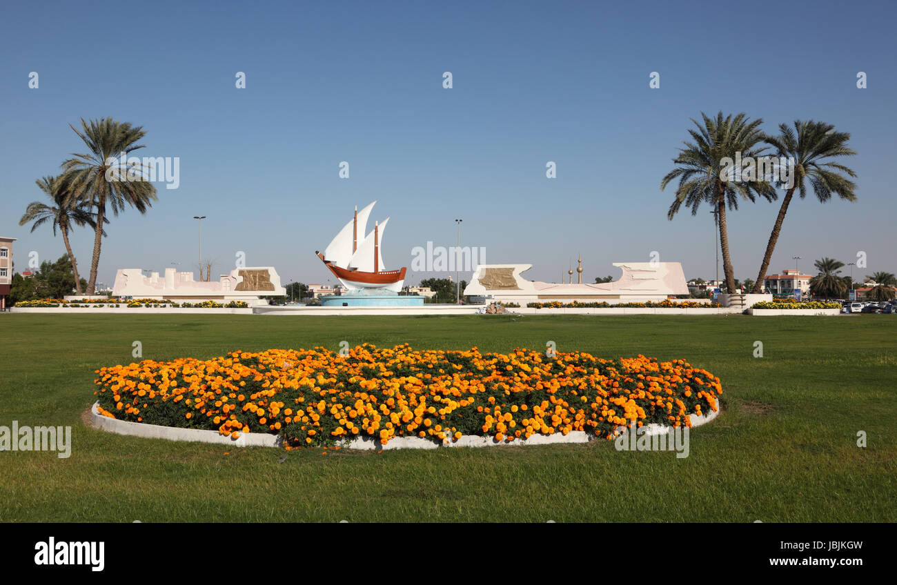 Flowers at the Kuwait Roundabout in Sharjah City, United Arab Emirates