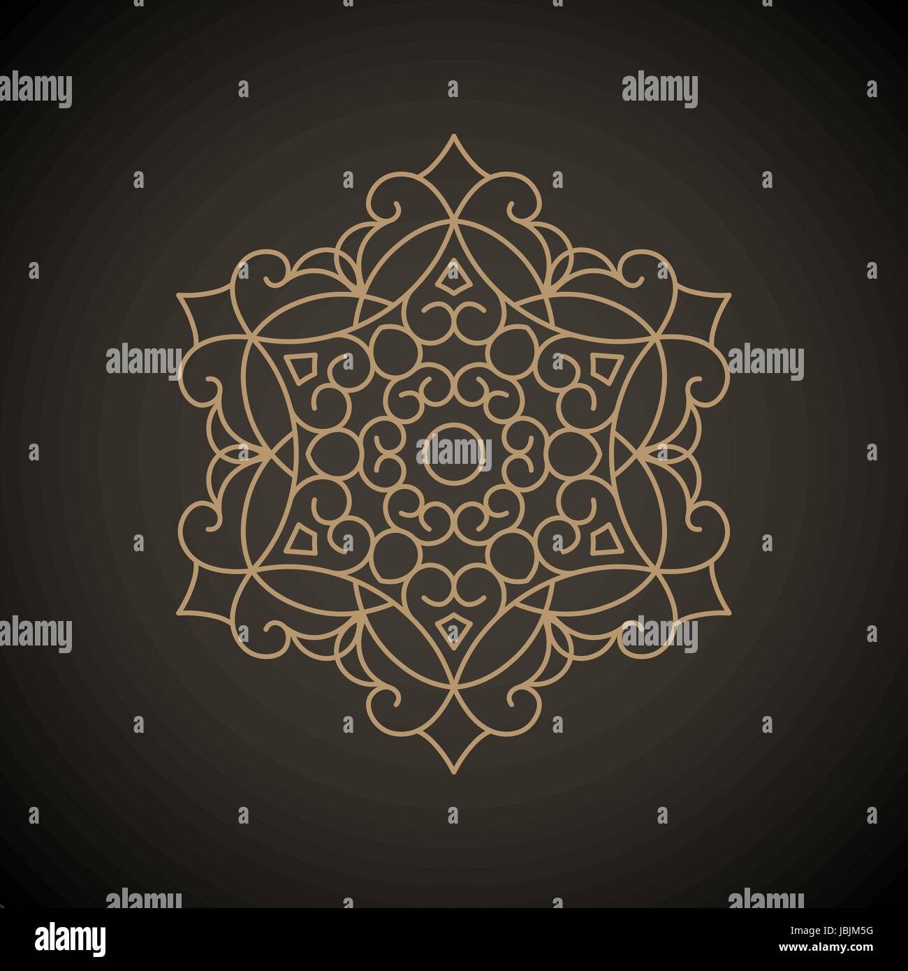 Circular Pattern Round Ornament With Intersecting Curving Lines