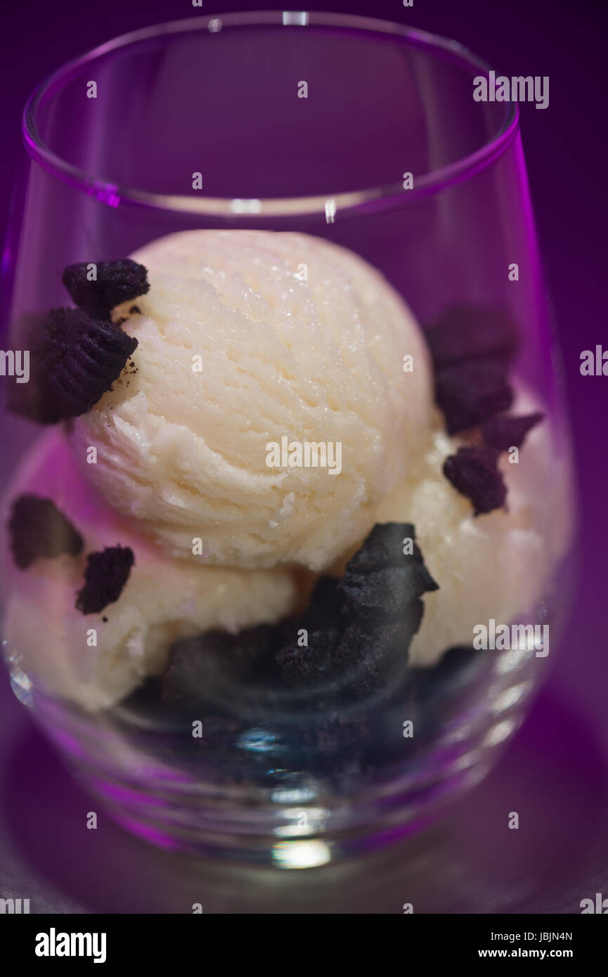 Cookies and Ice cream dessert in a glass Stock Photo