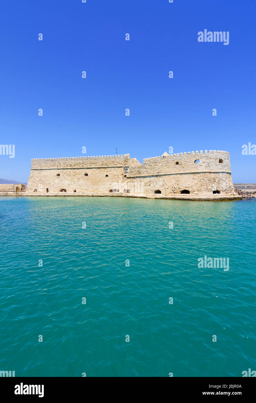 The Venetian Castle of Iraklion known as the Koules Fortress, at the entrance to the old harbour of Heraklion, Crete, Greece Stock Photo