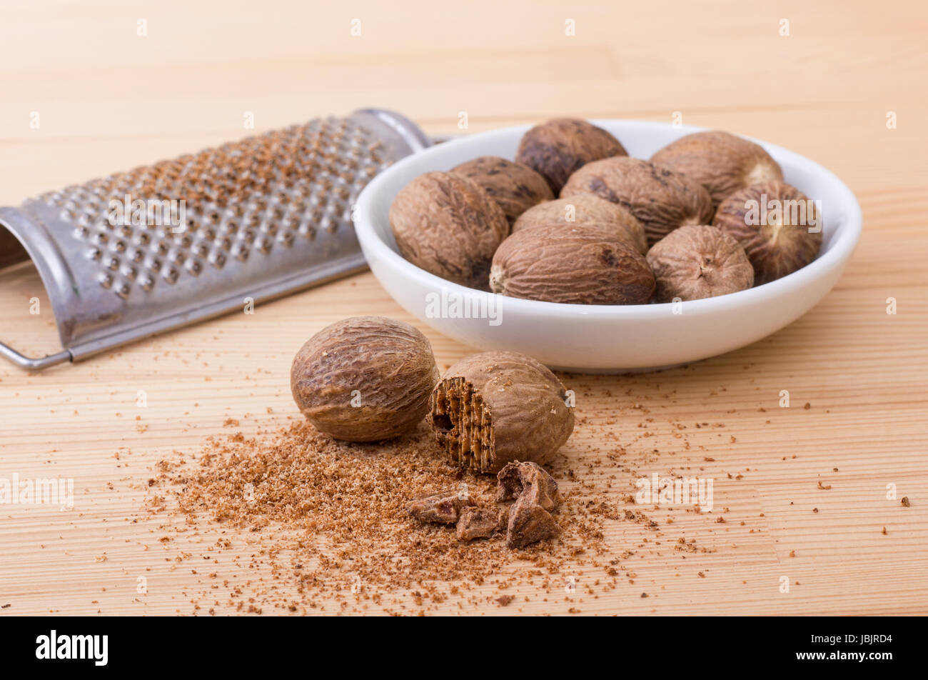 Whole and grated muscat with rasp Stock Photo Alamy