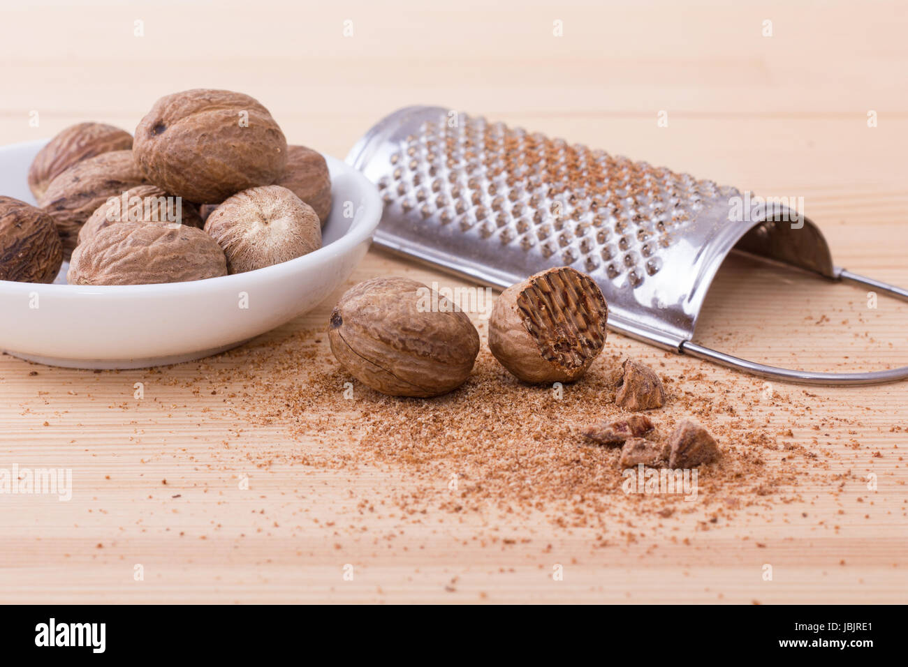 Whole and grated muscat with rasp Stock Photo Alamy