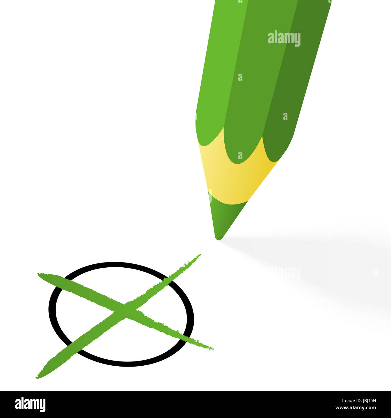 Choice: green pencil with cross - vector illustration Stock Photo