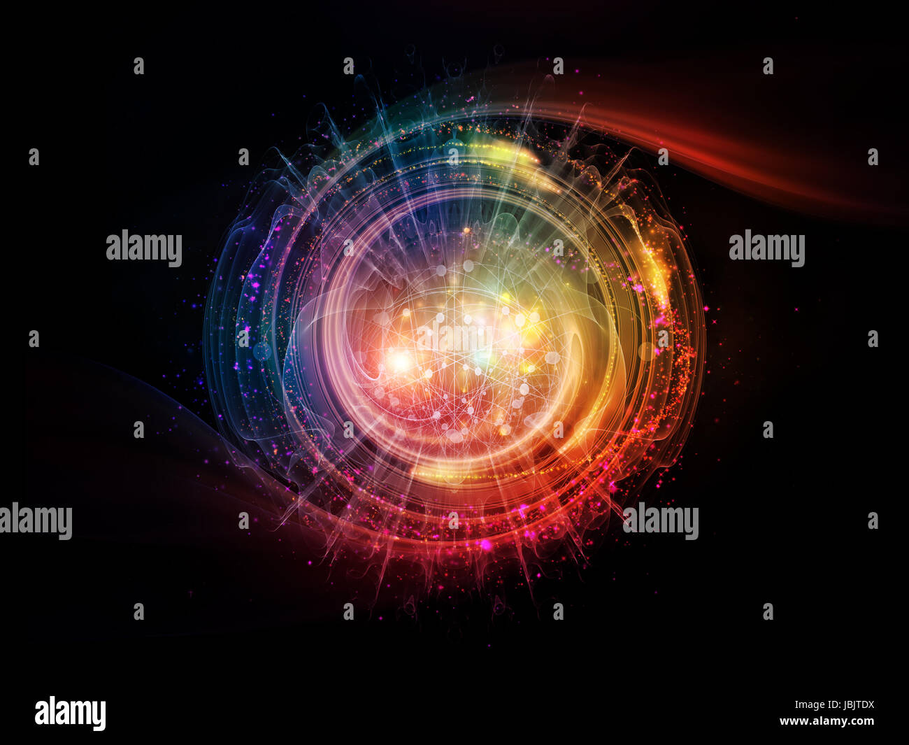 Atomic series. Abstract concept of atom and quantum waves illustrated with fractal elements Stock Photo