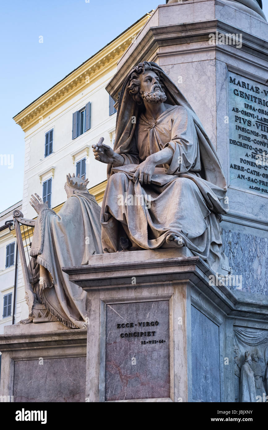 Biblical Statues at the base of the Colonna della Immacolata in Rome ...