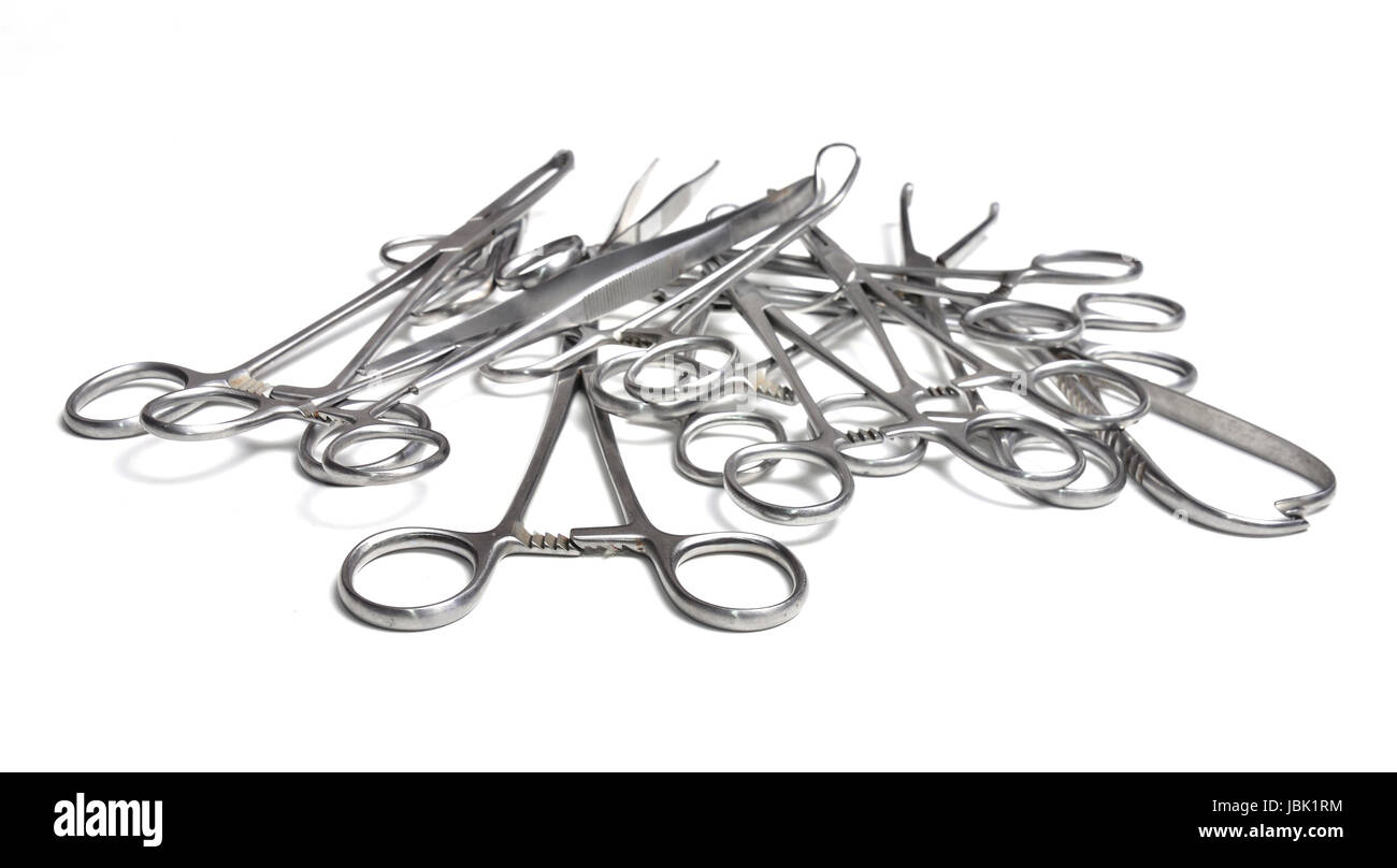 Surgical instruments isolated on white background Stock Photo - Alamy
