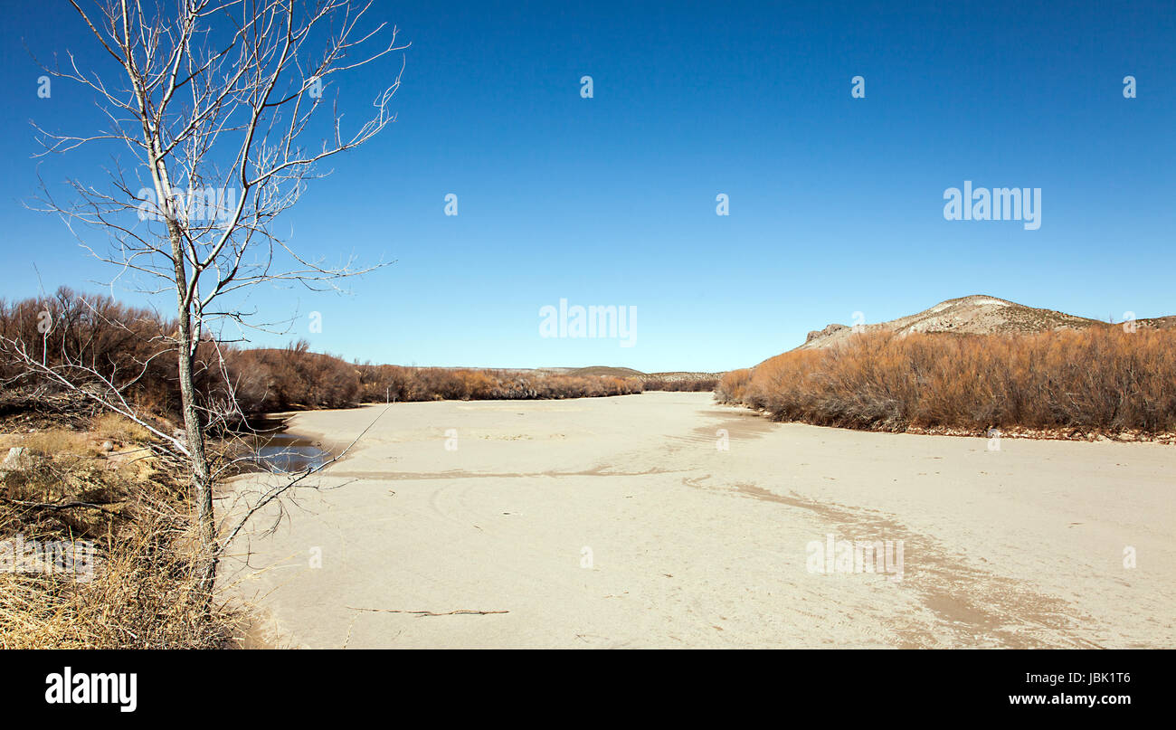 Dried Rio Grande in Texas USA Stock Photo