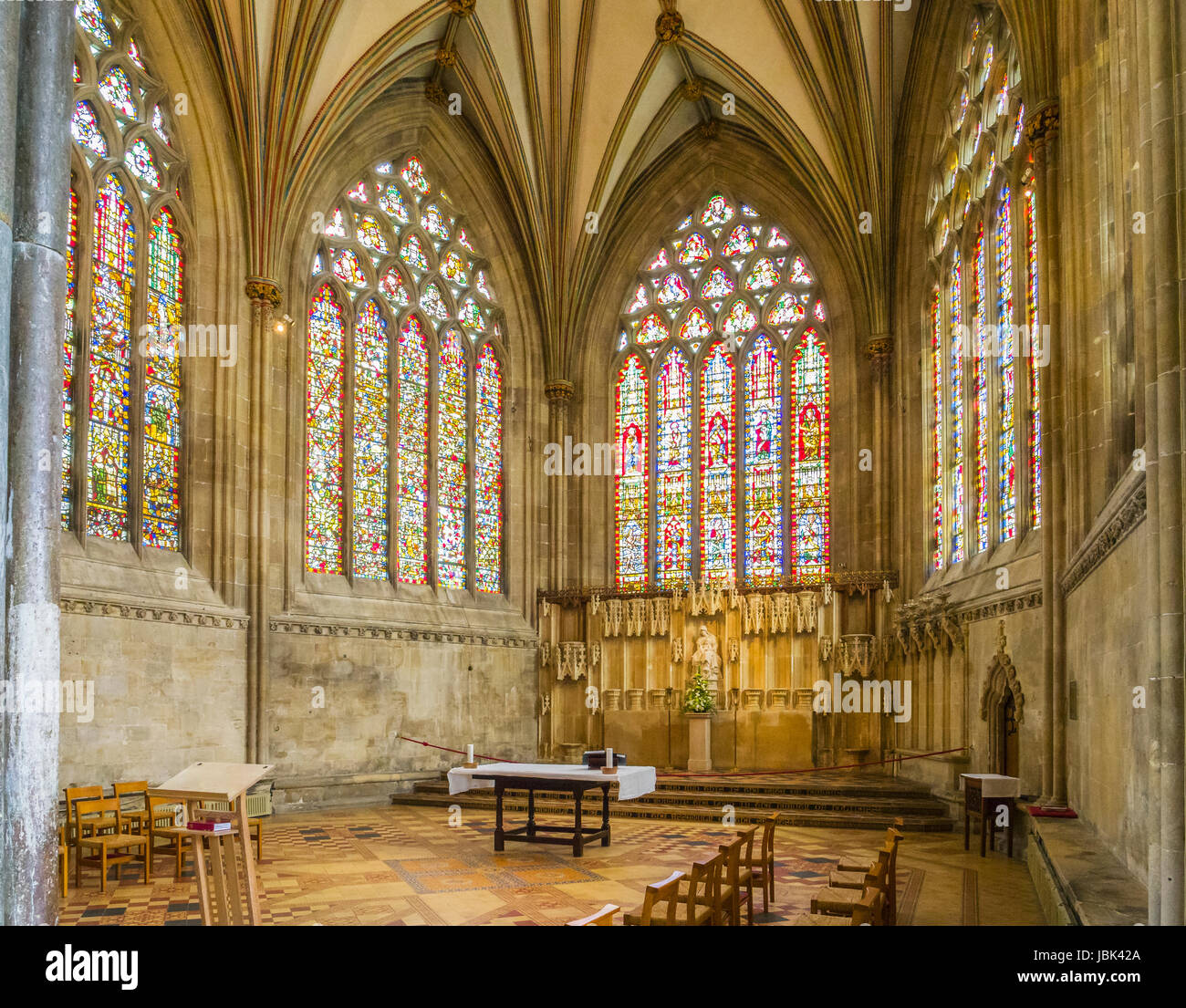 8 June 2017: Wells, Somerset, England - The Lady Chapel at the East end of Wells Cathedral, Wells, Somerset, England, UK Stock Photo