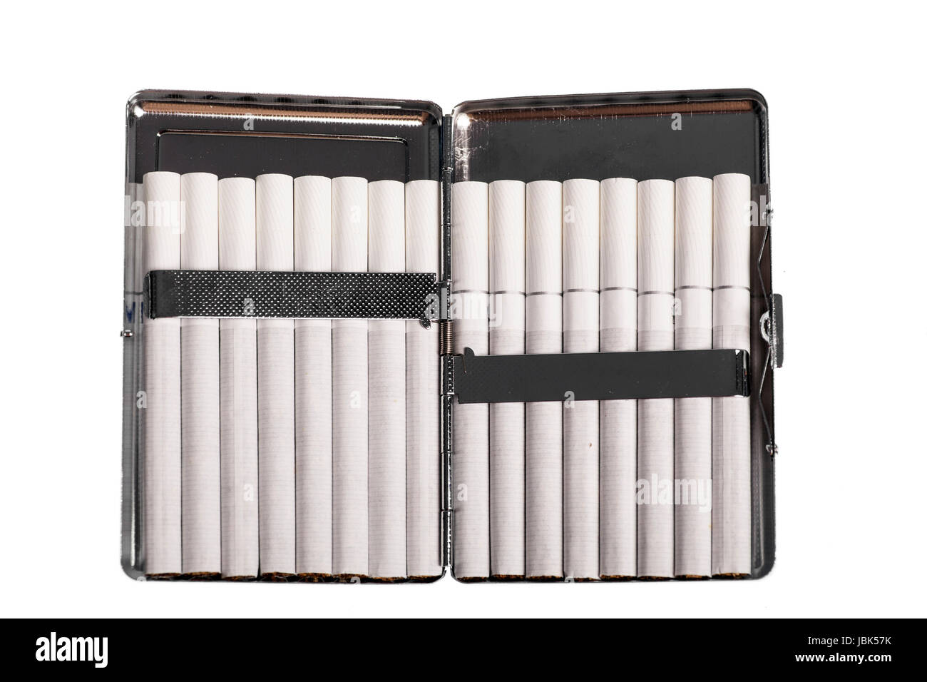 Color detail of a cigarette case with white cigarettes Stock Photo Alamy