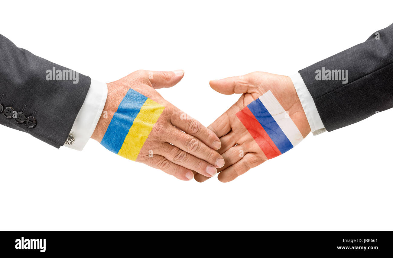 Ukraine und Russland reichen sich die Hand Stock Photo