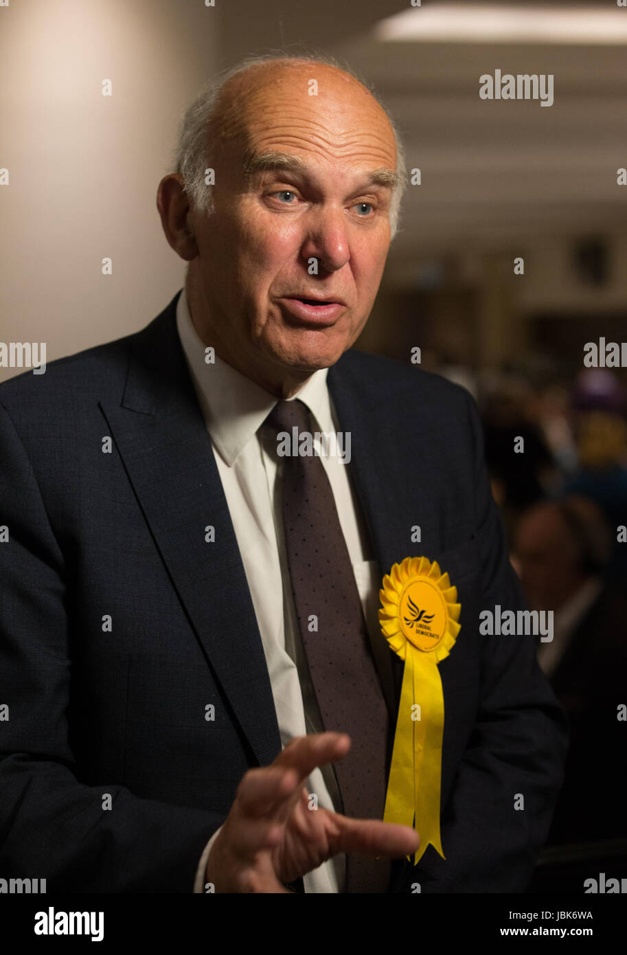 Vine Cable is elected the MP for Twickenham on the night of the June 8th election Stock Photo