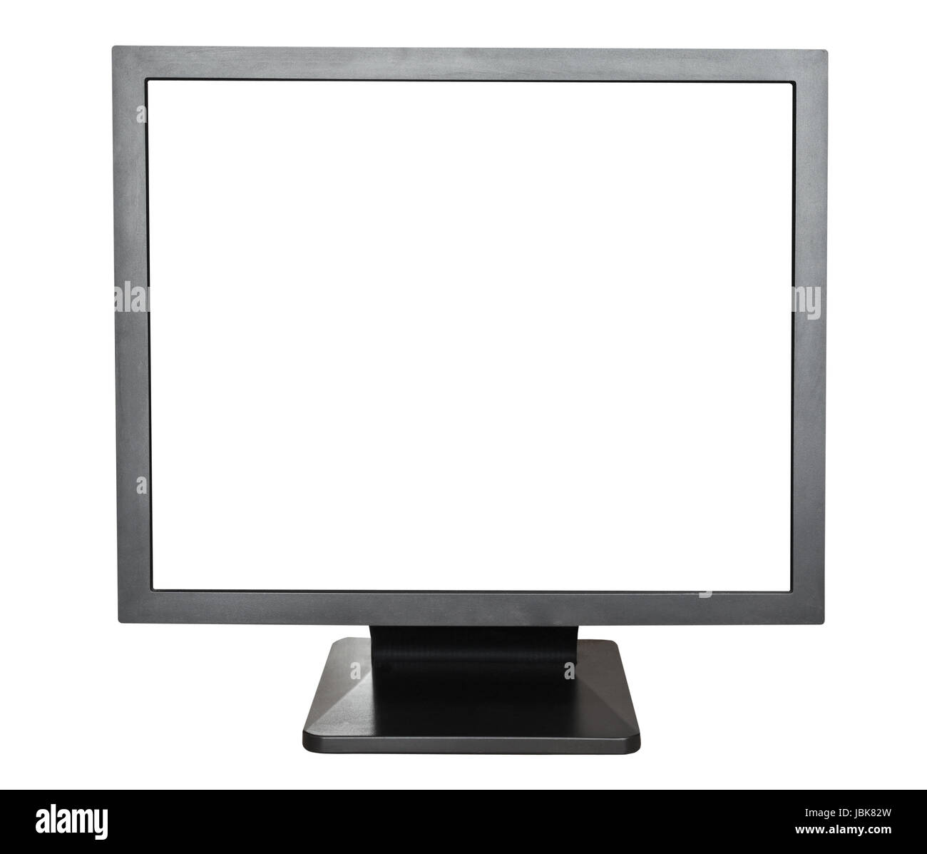 front view of black display with cut out screen isolated on white