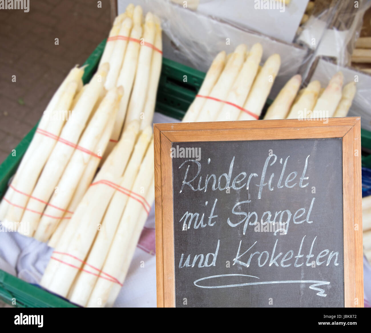 Fresh Asparagus with german menu board Stock Photo Alamy