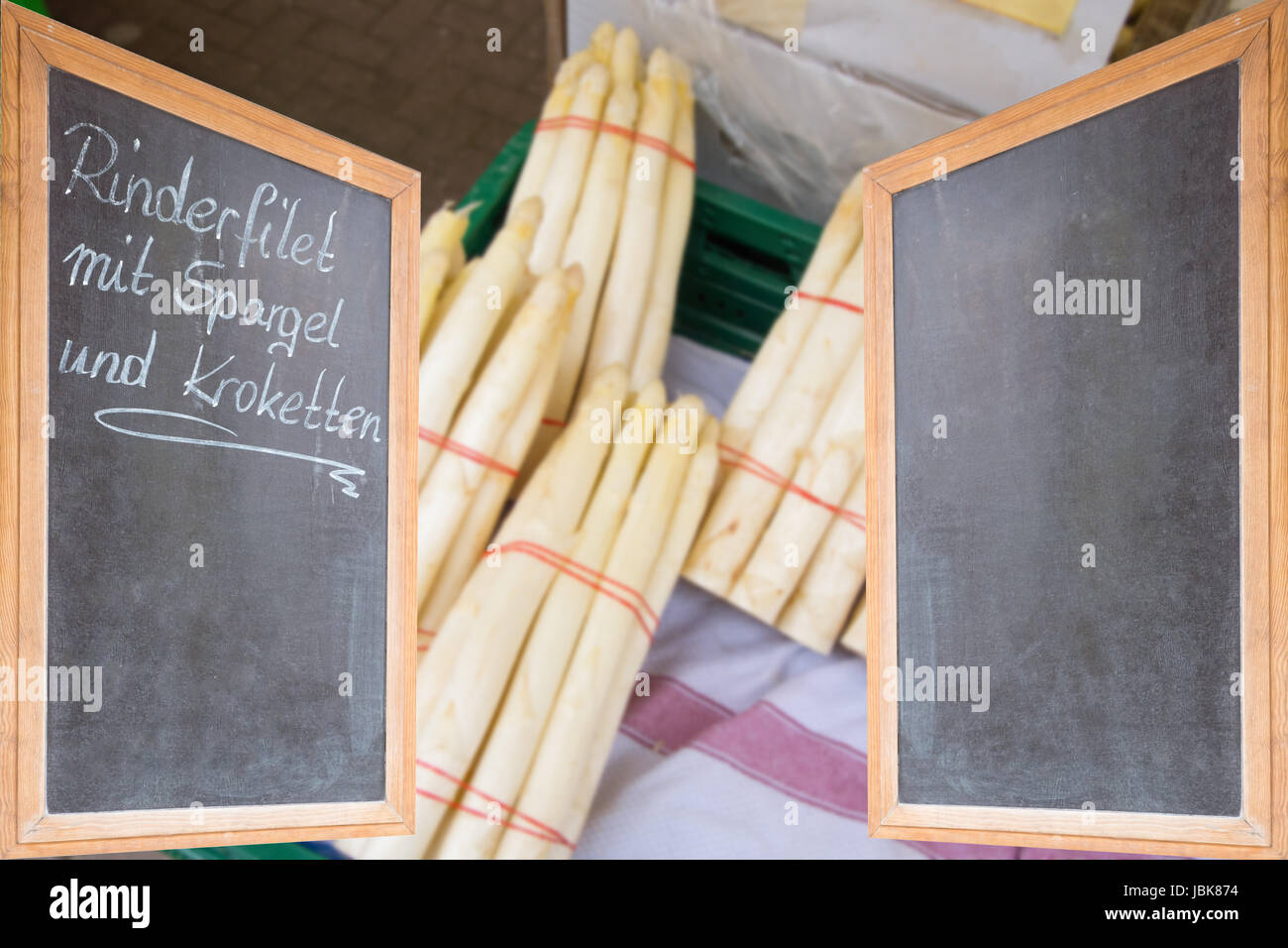 Fresh Asparagus with german menu board Stock Photo Alamy