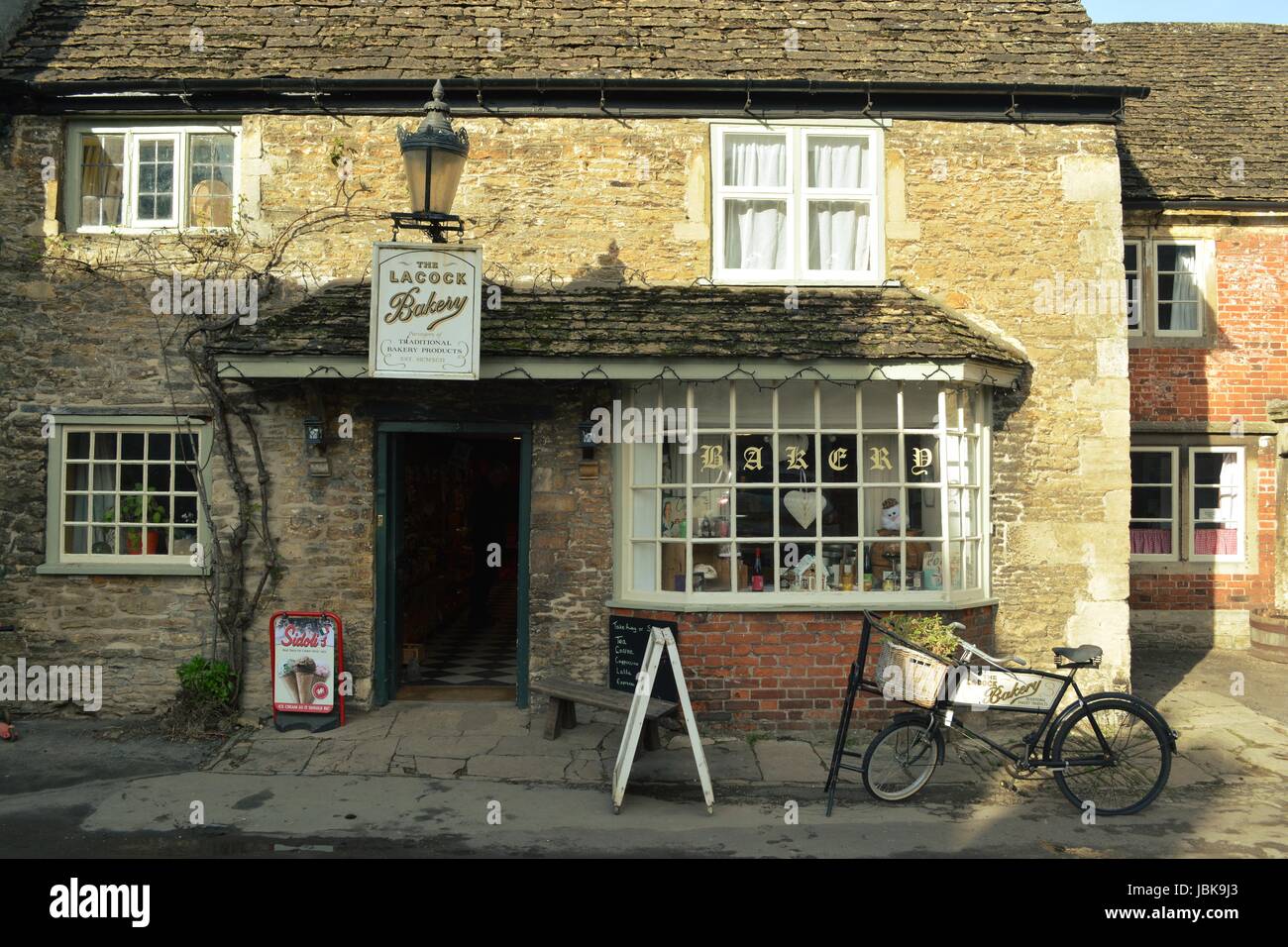 Old traditional english bakery in the village called Lacock Stock Photo